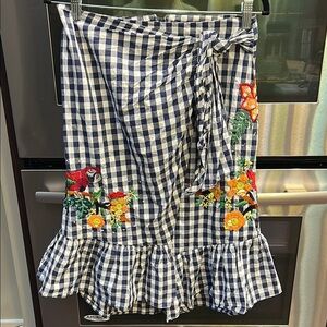 Zara Blue and Orange Asymmetrical Wrap‎ Skirt